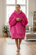 CozyNest Premium Oversized Sherpa Hoodie Blanket – Hot Pink