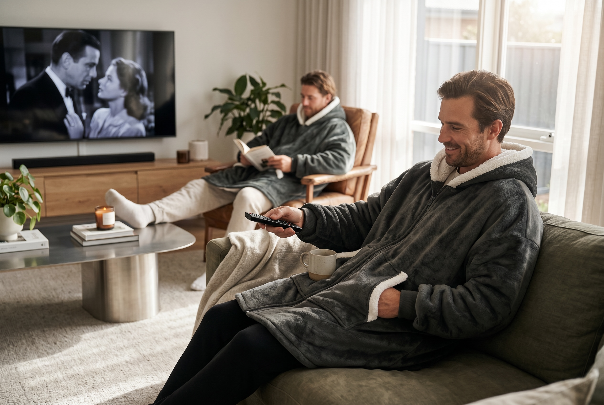 CozyNest Oversized Zip-Up Hoodie Blanket – Charcoal Grey