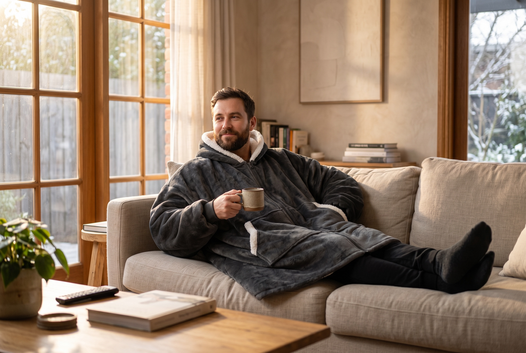 CozyNest Oversized Zip-Up Hoodie Blanket – Charcoal Grey