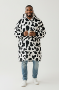 🐄 CozyNest Cow Print Hoodie Blanket – Oversized Wearable Blanket