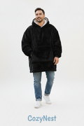 CozyNest Black Oversized Hoodie Blanket