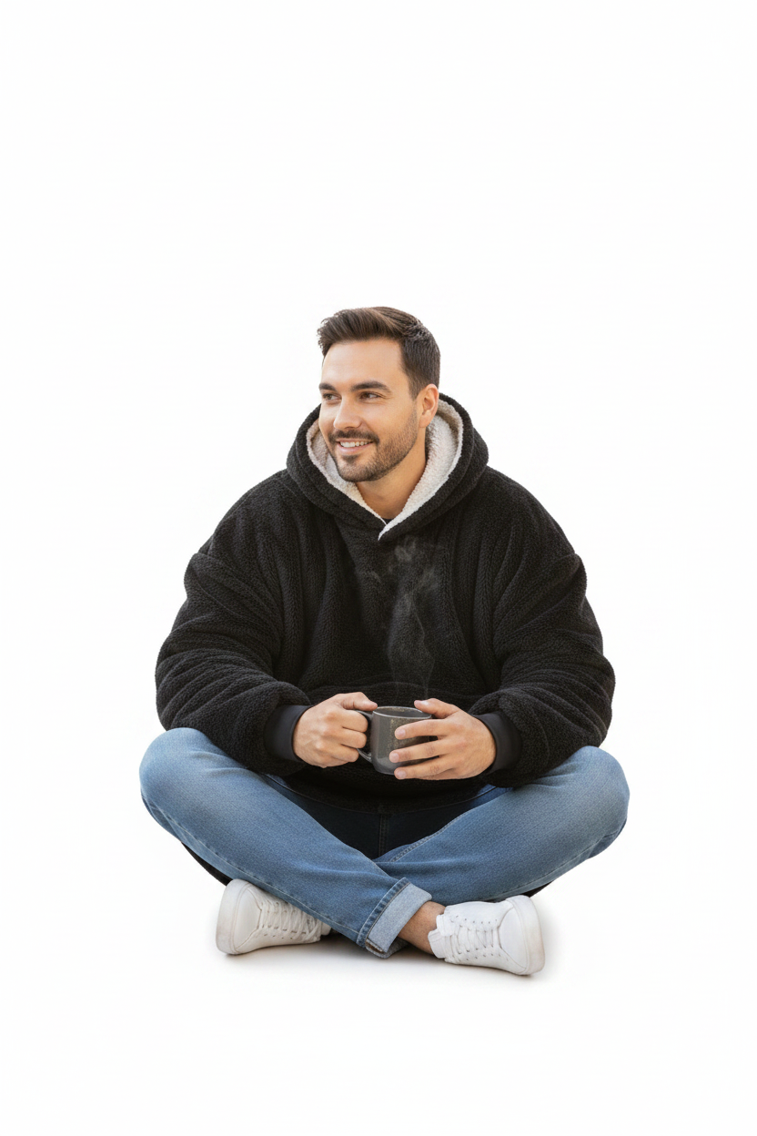 CozyNest Black Oversized Hoodie Blanket
